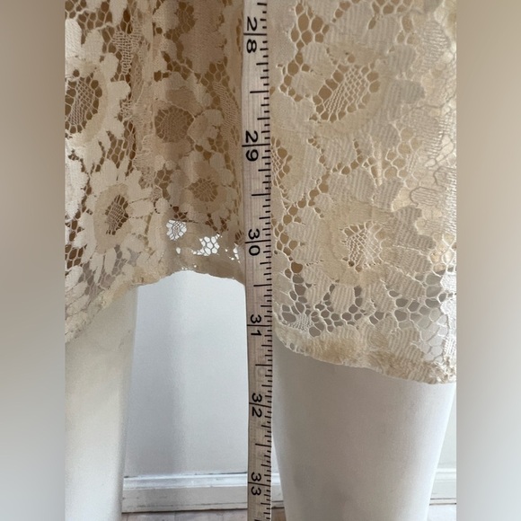 For Love & Lemons Daisy Dress Ivory Sz XS Mini Lace Long Balloon Sleeve V-neck - Picture 6 of 11